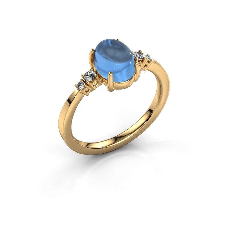 Afbeelding van Ring Jelke 585 goud blauw topaas 8x6 mm