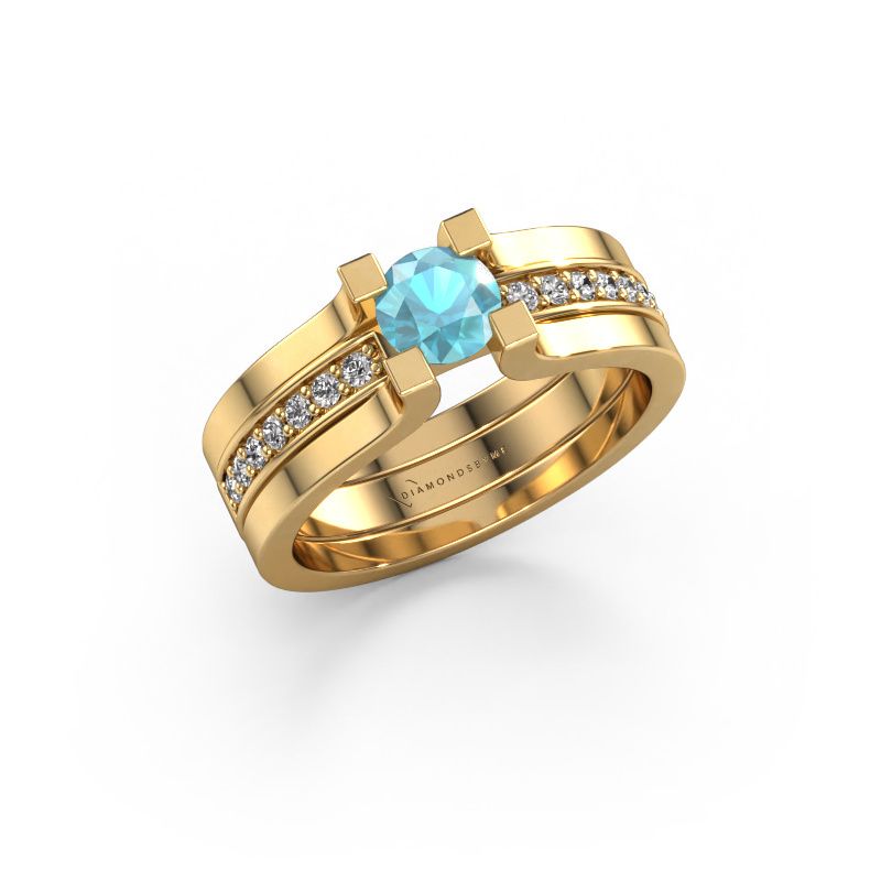 Engagement ring Myrthe 585 gold blue topaz 5 mm