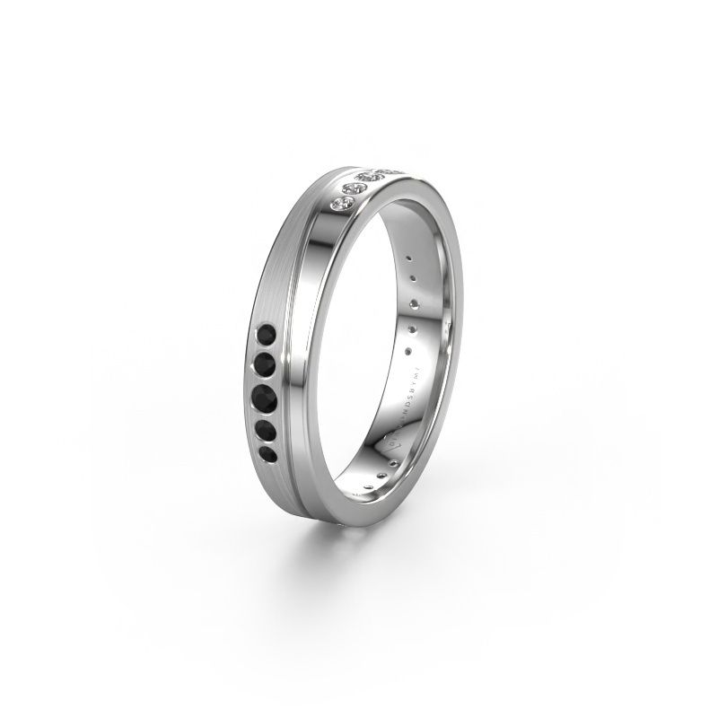 Trouwring WH0901L14A20PM 950 platina zwarte diamant ±4x1.7 mm