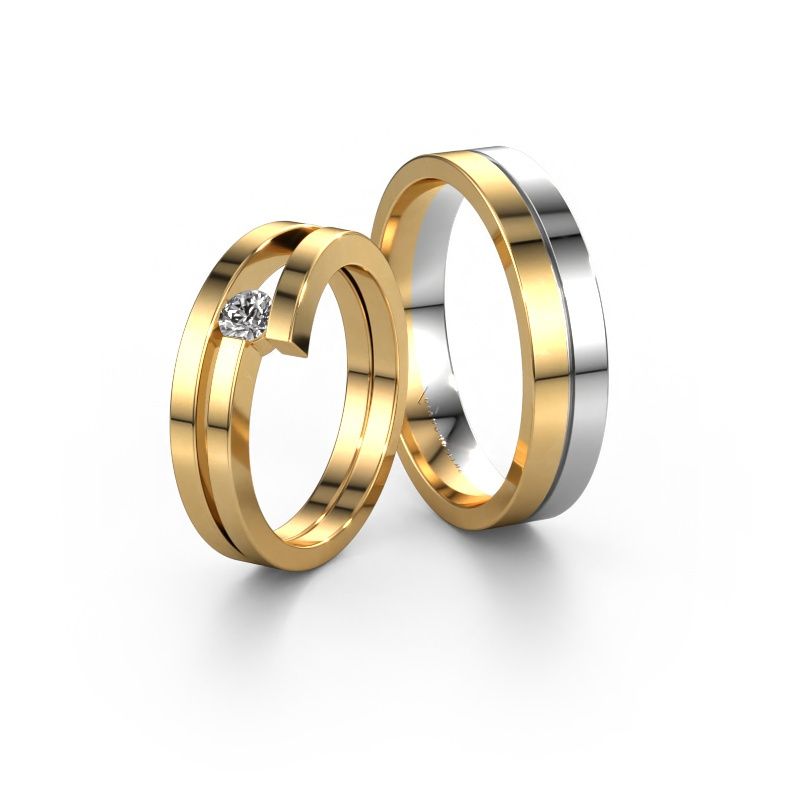 Eheringe set WHR0396LM15AP ±6x2.6 mm 14 Karat Weißgold Diamant 0.15 crt