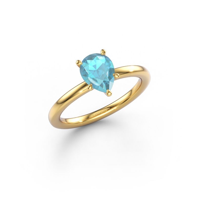 Engagement ring Crystal PER 1 585 gold blue topaz 8x6 mm