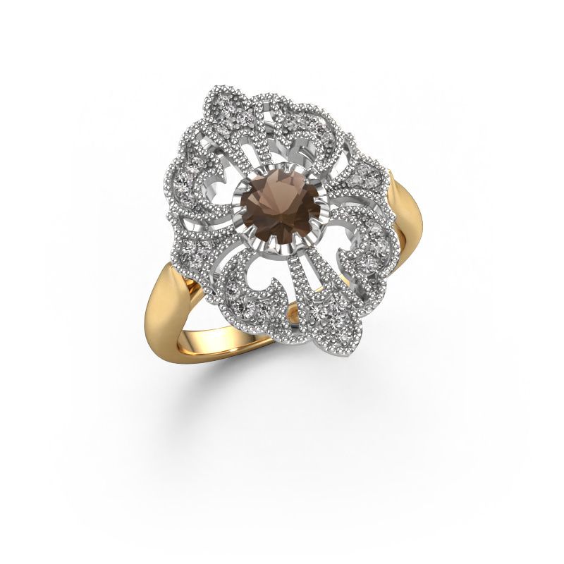 Engagement ring Naida 585 gold smokey quartz 5 mm
