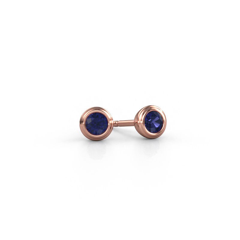 Clous d'oreilles Shemika 585 or rose saphir 4 mm