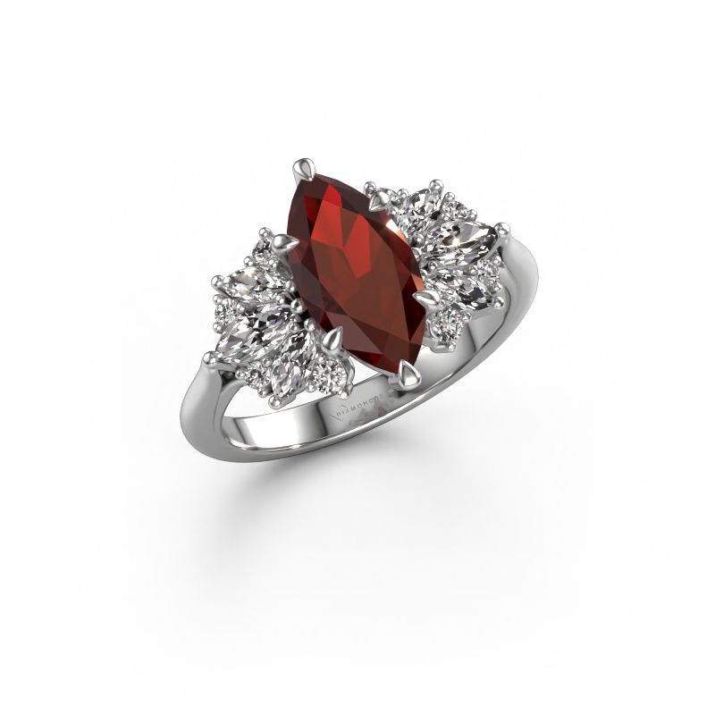 Bague de fiançailles Jaimie 950 platine grenat 12x6 mm