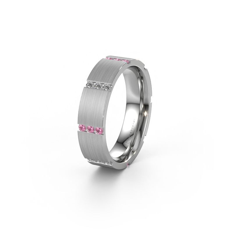 Wedding ring WH0135L15BM 585 white gold pink sapphire ±5x2 mm