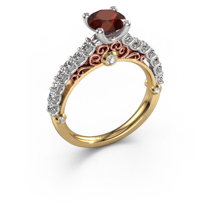 Verlovingsring Shaunda 585 goud granaat 6 mm