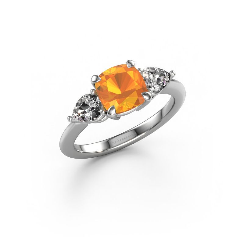 Bague de fiançailles Chanou CUS 950 platine citrine 7 mm