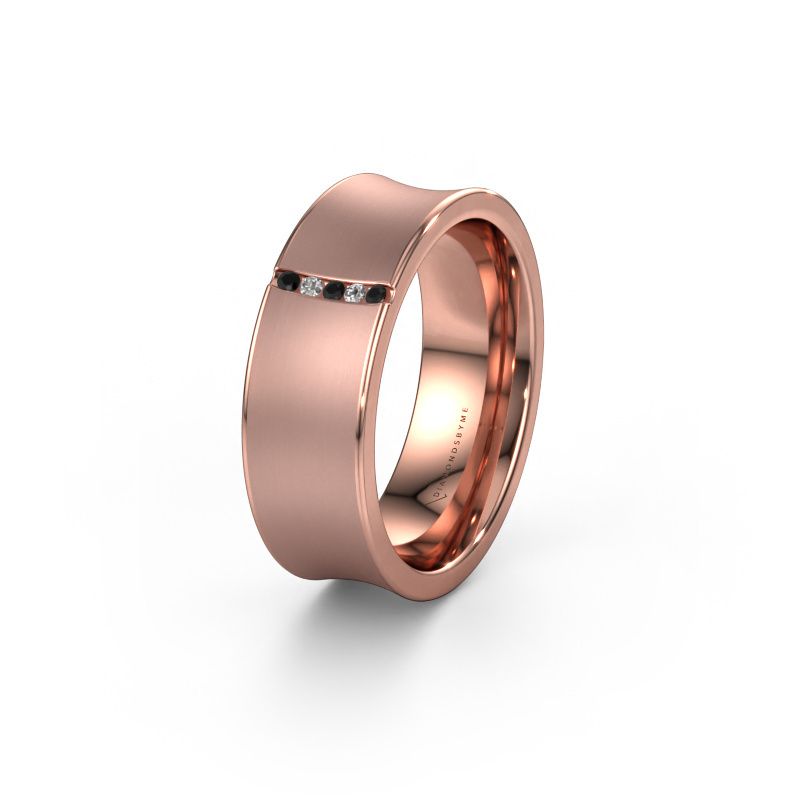 Trouwring WH2021B 585 rosé goud zwarte diamant ±7x2 mm