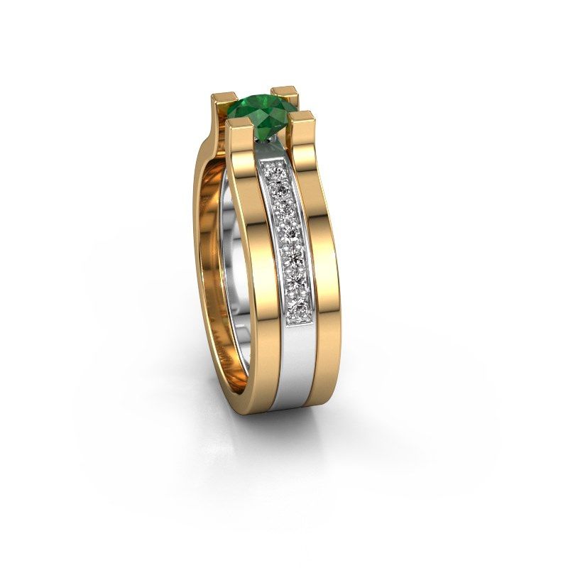 Image of Engagement ring Myrthe<br/>585 white gold<br/>Emerald 5 mm