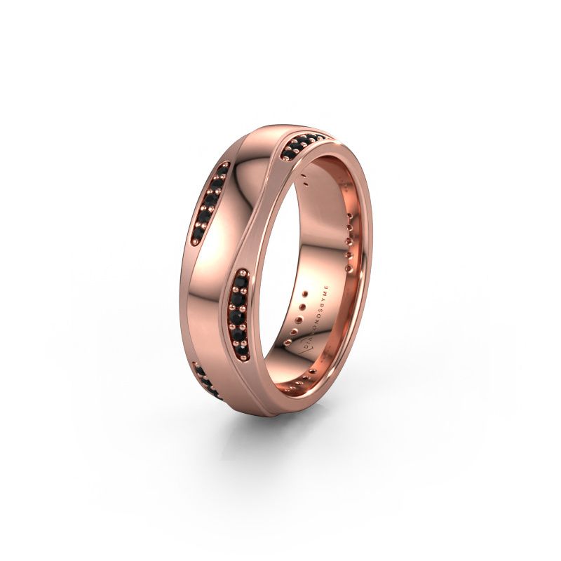 Wedding ring WH2062L26BM 585 rose gold black diamond ±0.24x0.08 in