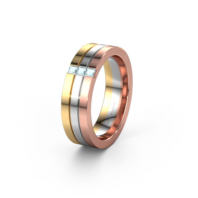 Trouwring WH0428L16BP 585 rosé goud aquamarijn ±6x2 mm
