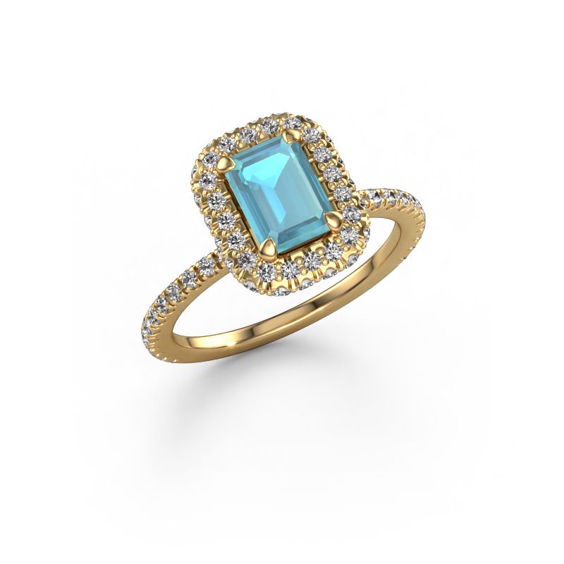 Verlovingsring Talitha EME 585 goud blauw topaas 7x5 mm