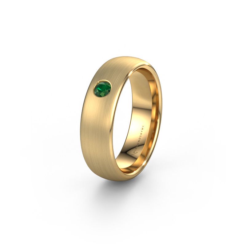 Wedding ring WH0101L36BM 585 gold emerald ±6x2 mm