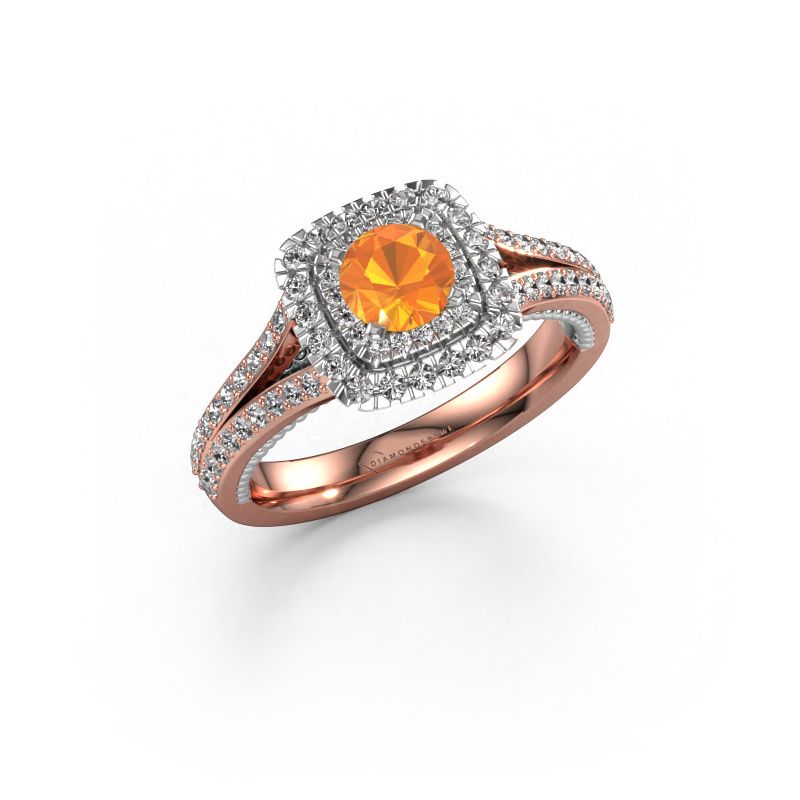 Bague de fiançailles Annette 585 or rose citrine 5 mm