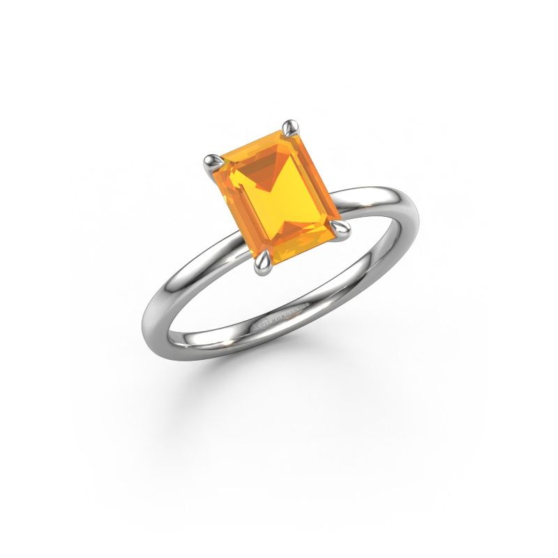 Bague de fiançailles Crystal EME 1 950 platine citrine 8x6 mm
