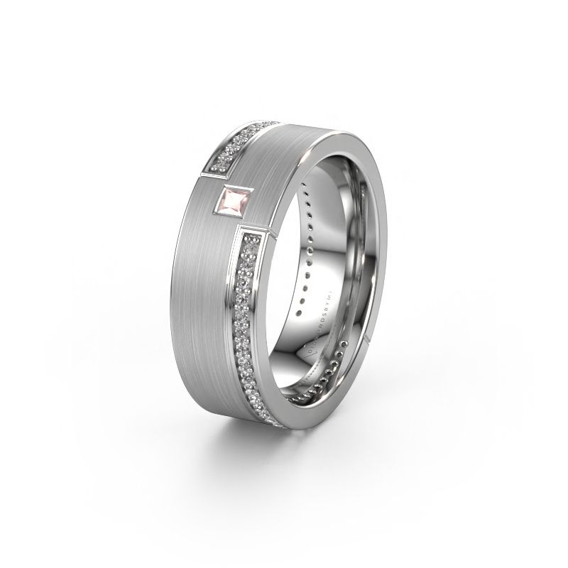 Wedding ring WH2048L17DM 950 platinum morganite champagne ±0.28x0.09in