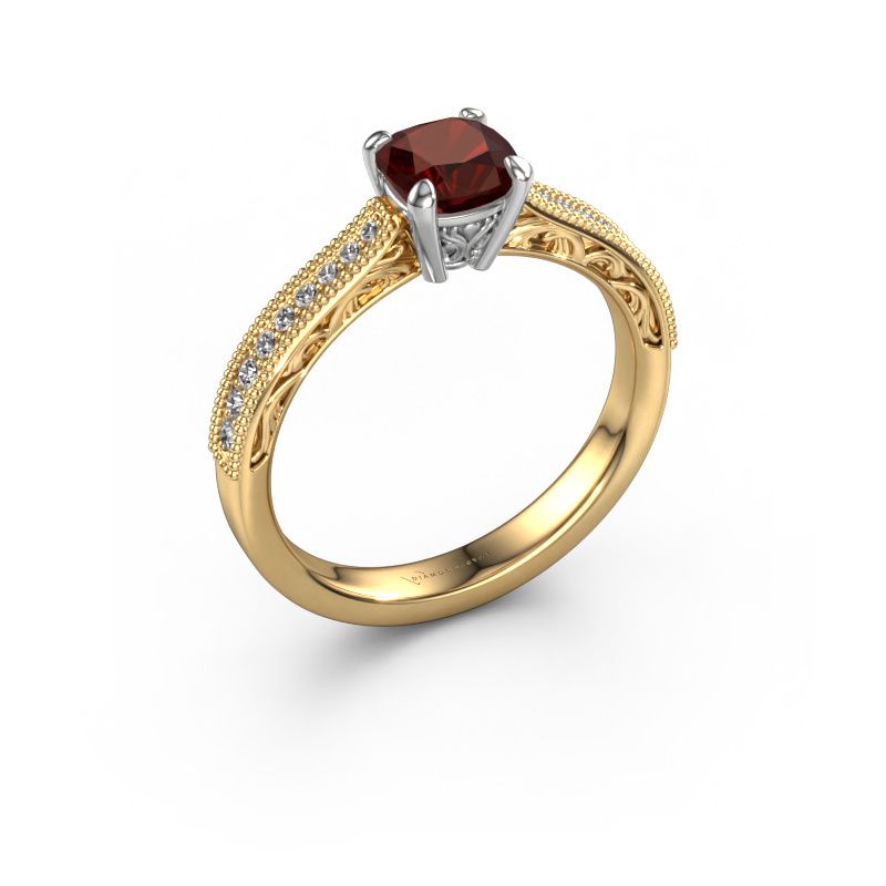 Aanzoeksring Shonta CUS 585 goud granaat 5.5 mm