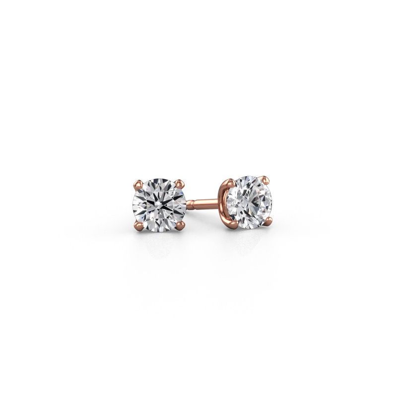 Clous d'oreilles Sam RND 585 or rose diamant synthétique 0.50 crt