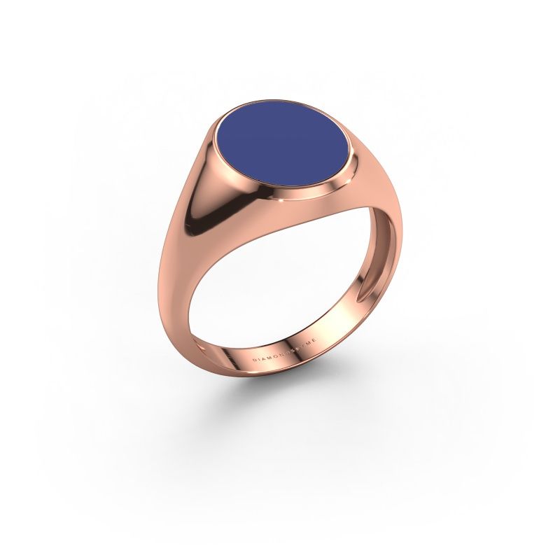 Signet ring Herman 2 light 585 rose gold blue enamel 12x10 mm