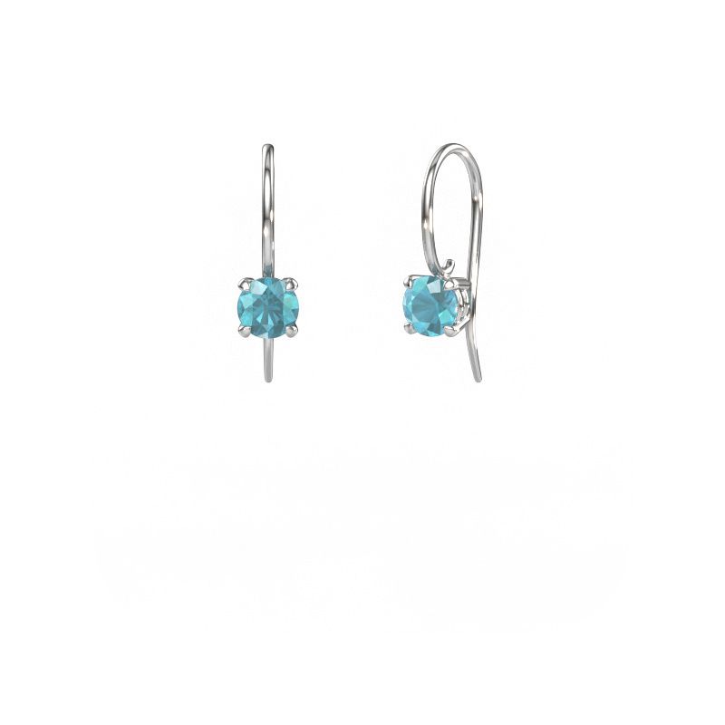 Pendants d'oreilles Cleo RND 585 or blanc topaze bleue 5 mm