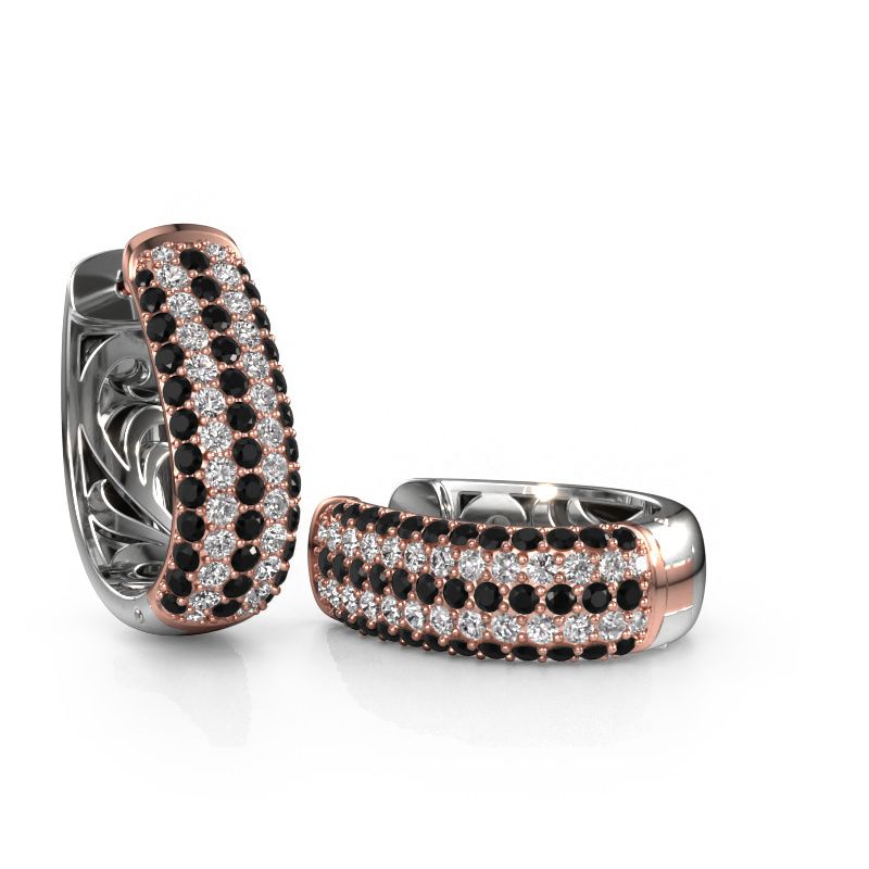 Creolen Danika 12.5 B 585 rosé goud zwarte diamant 2.499 crt