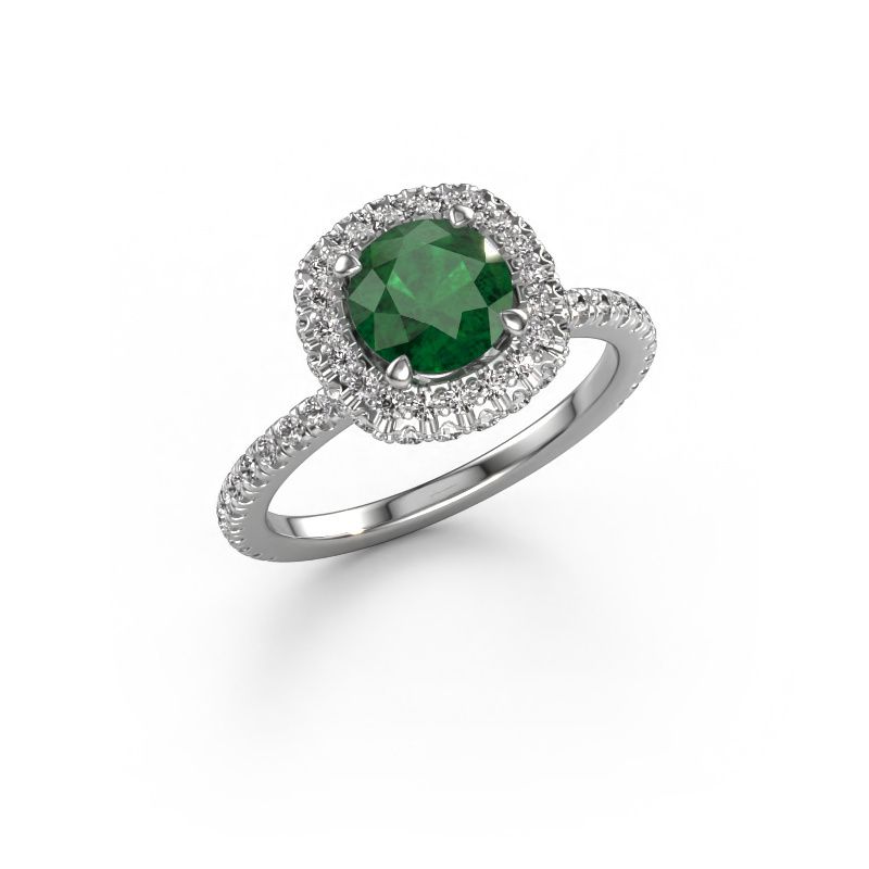 Verlobungsring Talitha RND 950 Platin Smaragd 6.5 mm