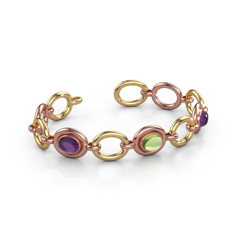 Bracelet maillons Maxima 3 585 or rose améthyste 9x7 mm