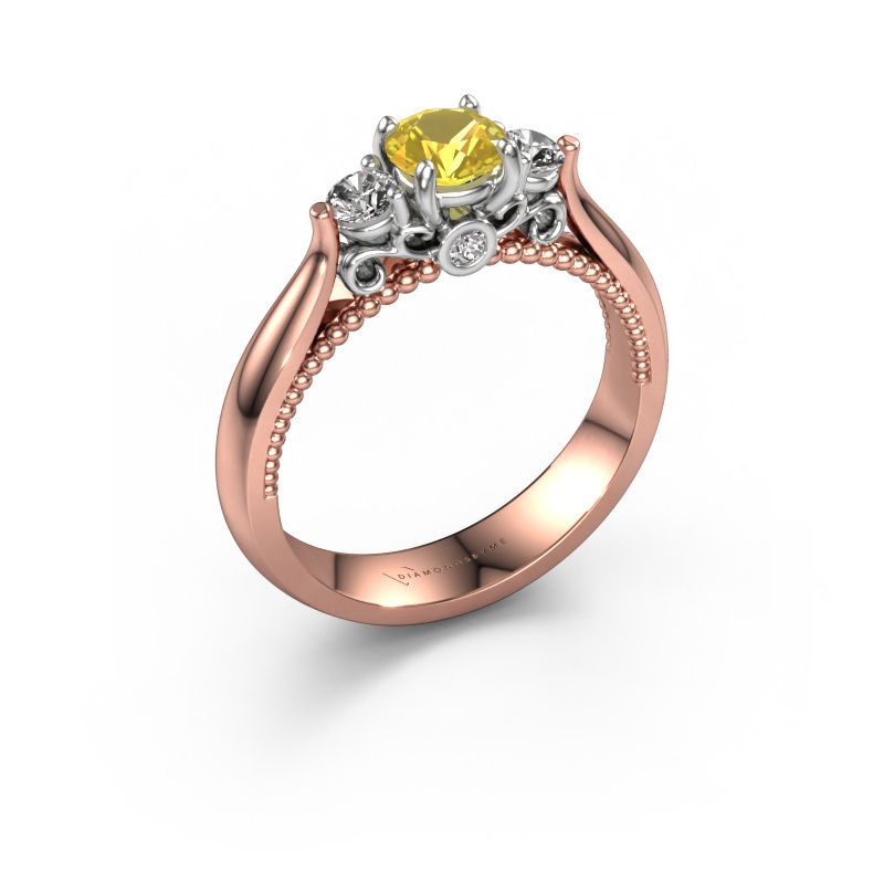 Verlobungsring Tiffani 585 Roségold Gelb Saphir 5 mm