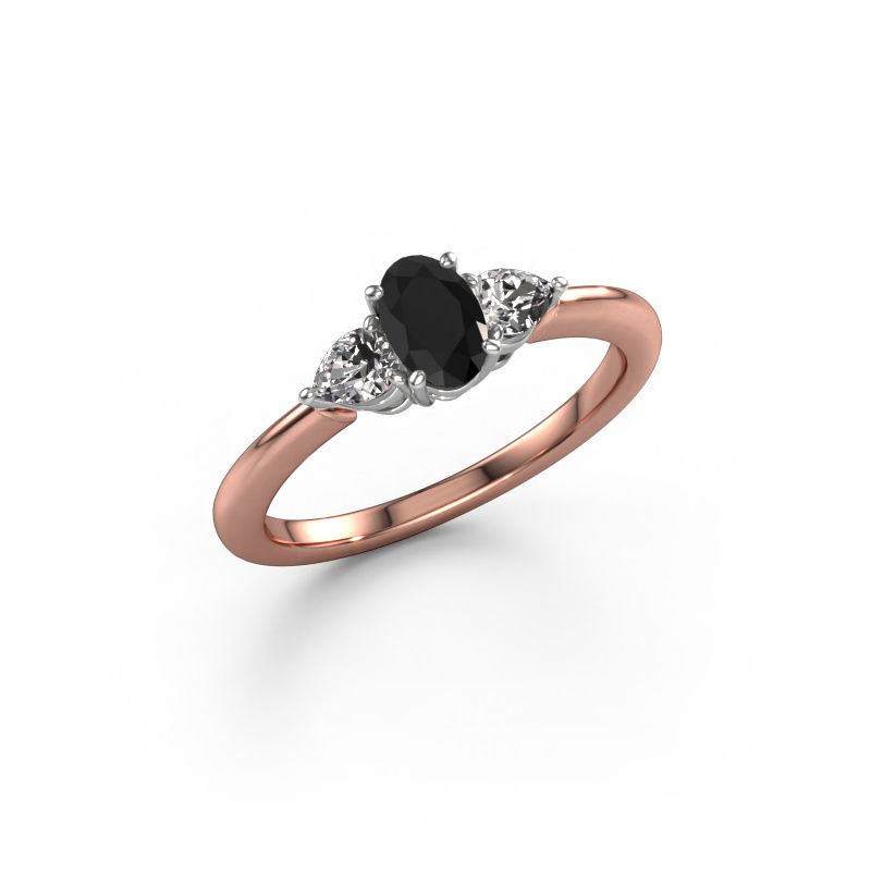 Bague de fiançailles Chanou OVL 585 or rose diamant noir 1.47 crt