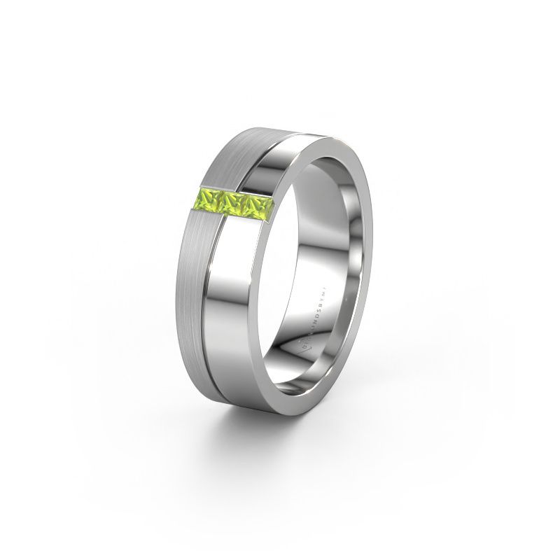 Trouwring WH0906L16A 950 platina peridoot ±6x1.7 mm