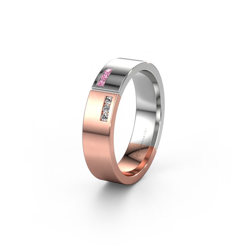 Trouwring WH1106L15AP 585 rosé goud roze saffier ±5x1.7 mm