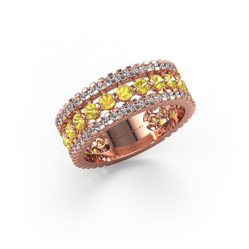 Ring Elizbeth 2 585 rosé goud gele saffier 2.4 mm
