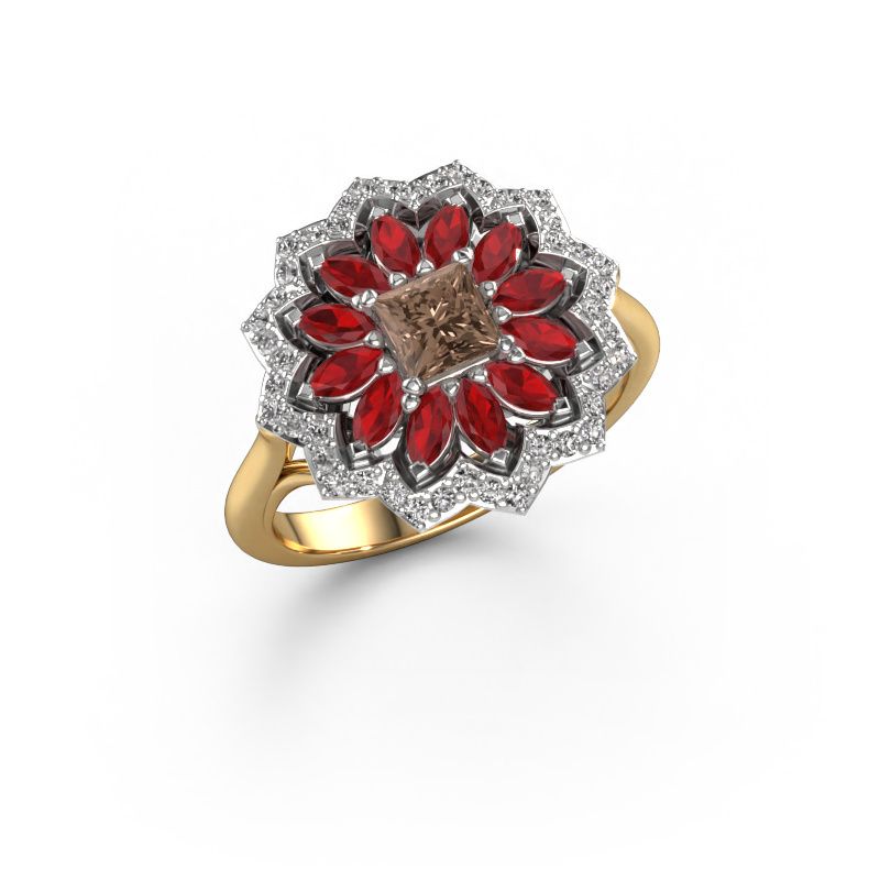 Verlovingsring Franka 585 goud bruine diamant 0.62 crt