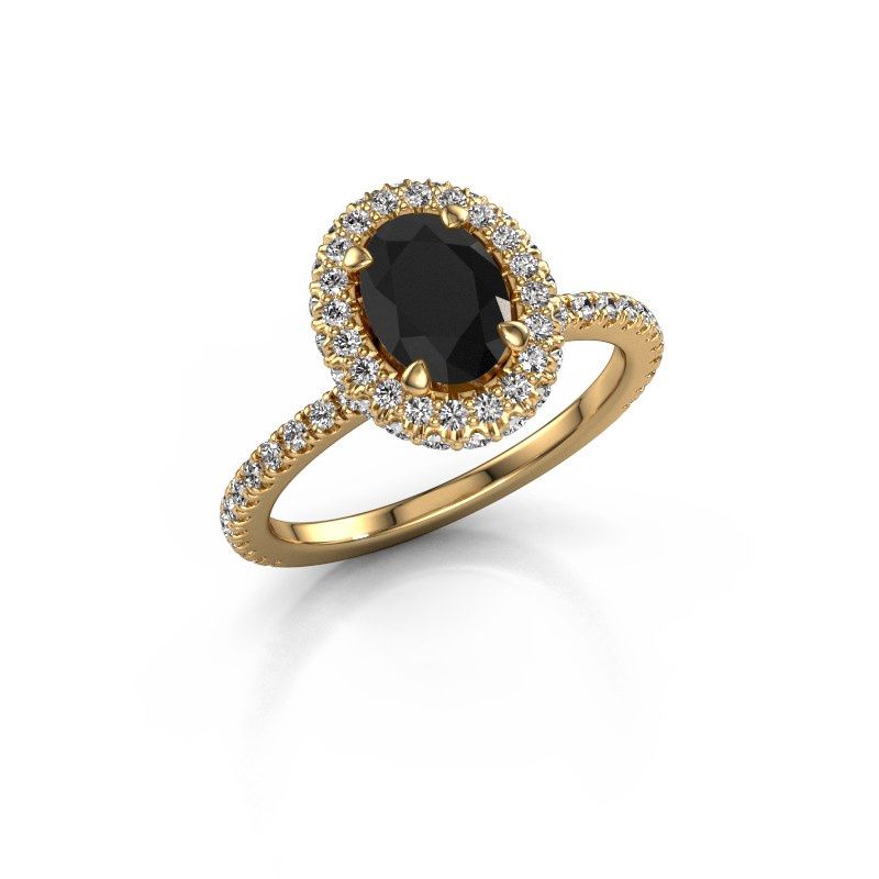 Image of Engagement ring Talitha OVL 585 gold black diamond 1.794 crt