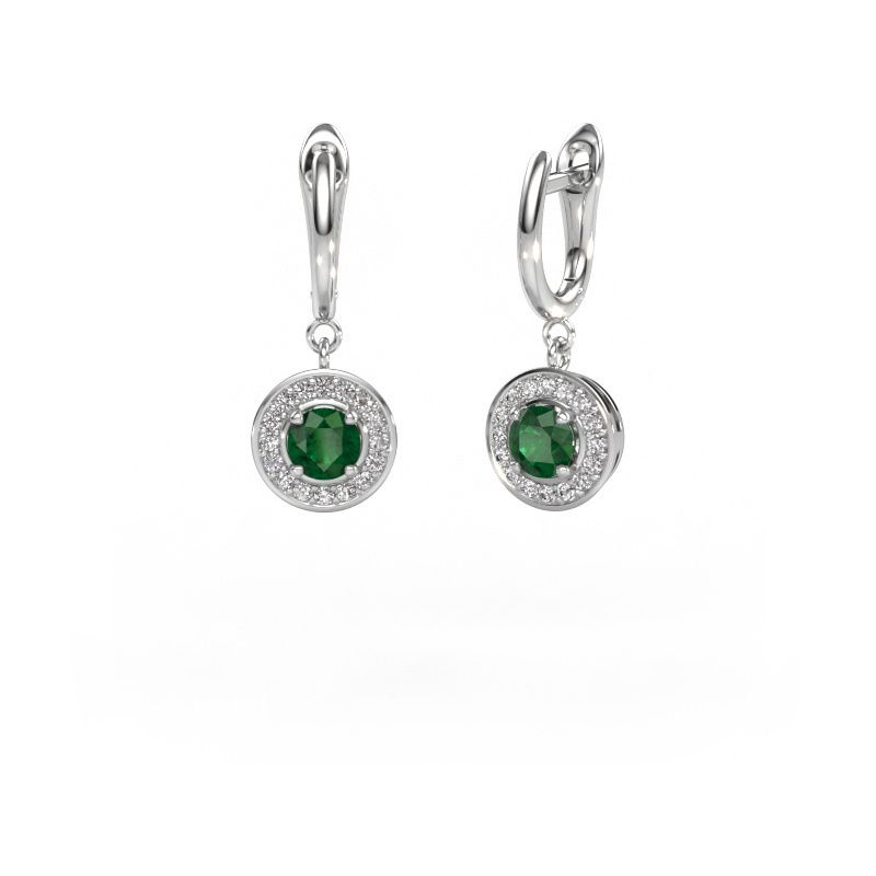 Drop earrings Ninette 1 950 platinum emerald 5 mm