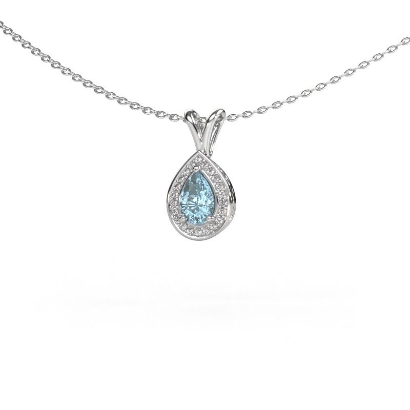 Pendant Barbar 950 platinum blue lab grown diamond 6x4 mm