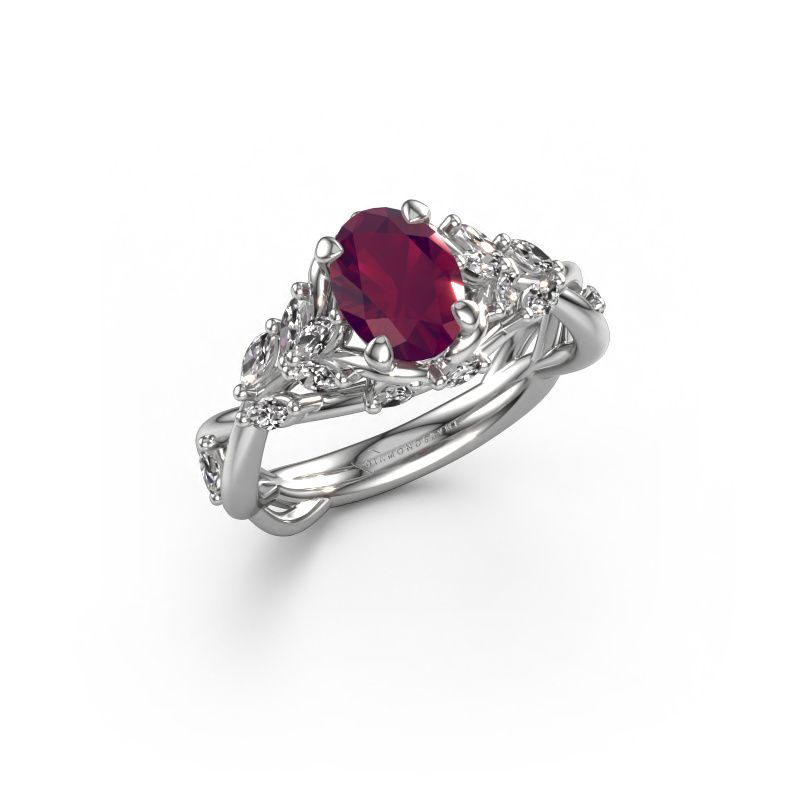 Engagement ring Samantha OVL 585 white gold rhodolite 7,5x5,5 mm