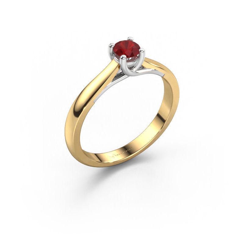 Verlovingsring Mia 1 585 goud robijn 4 mm