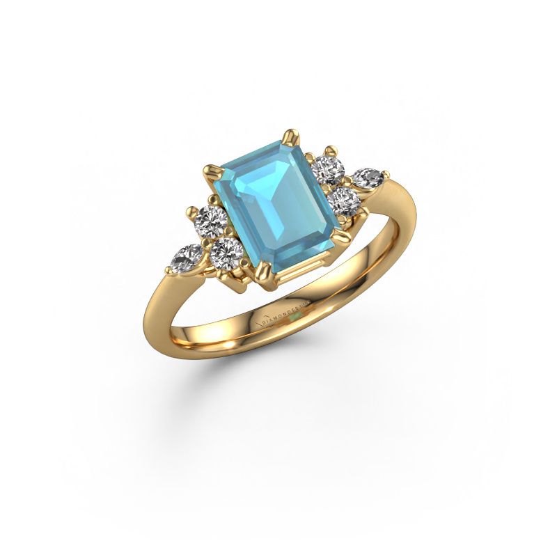 Ring Sade 585 gold blue topaz 8x6 mm