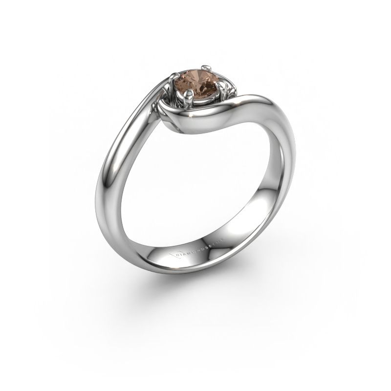 Verlovingsring Linn 950 platina bruine diamant 0.30 crt