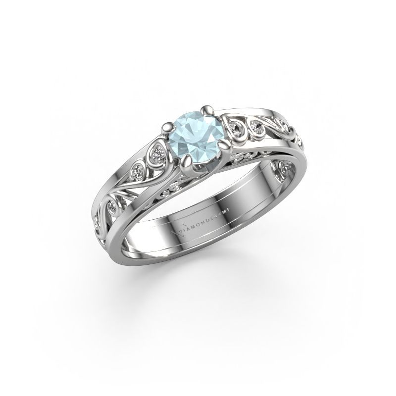 Ring Quinty 585 witgoud aquamarijn 4.7 mm
