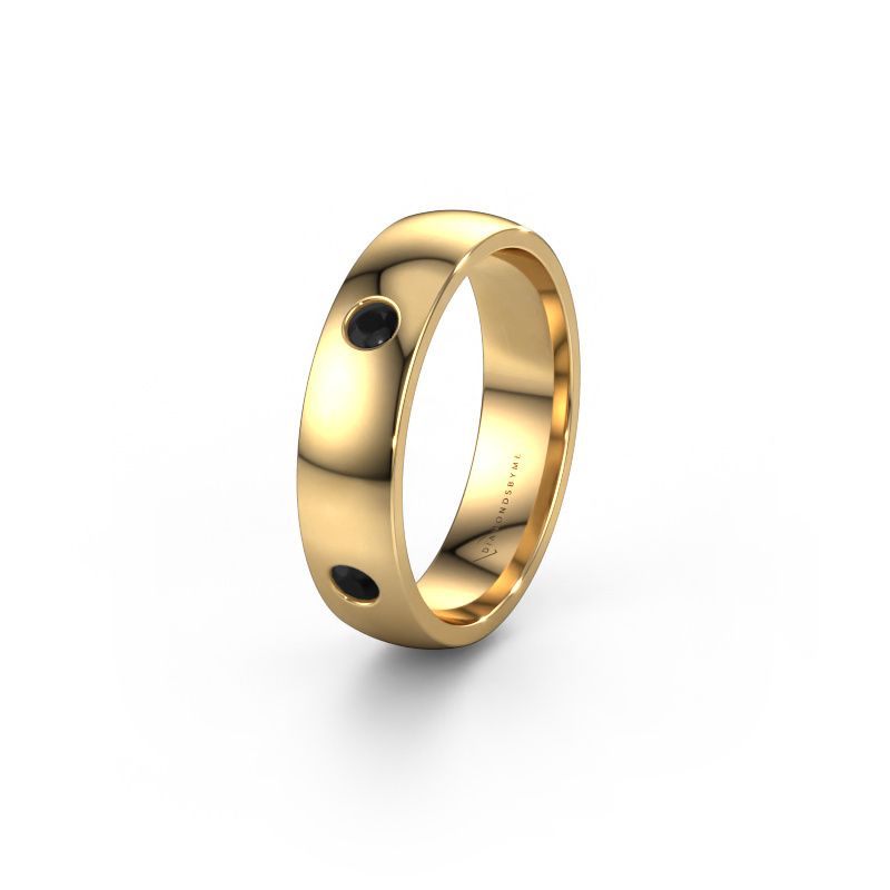 Huwelijksring WH0104L25AP 585 goud zwarte diamant 0.36 crt ±5x1.7 mm