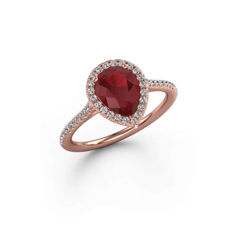 Verlobungsring Seline per 2 585 Roségold Rubin 8x6 mm