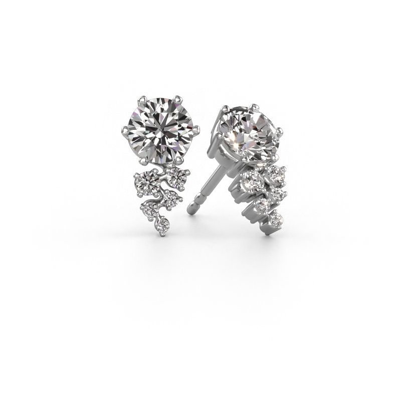 Boucles d'oreilles Royce 585 or blanc diamant 0.80 crt