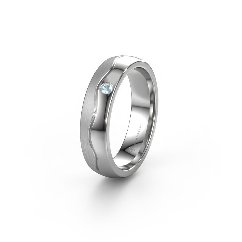Wedding ring WH0701L25APM 950 platinum aquamarine ±0.20x0.07 in