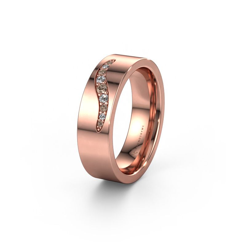 Trouwring WH2053L16BP 585 rosé goud bruine diamant ±6x2 mm