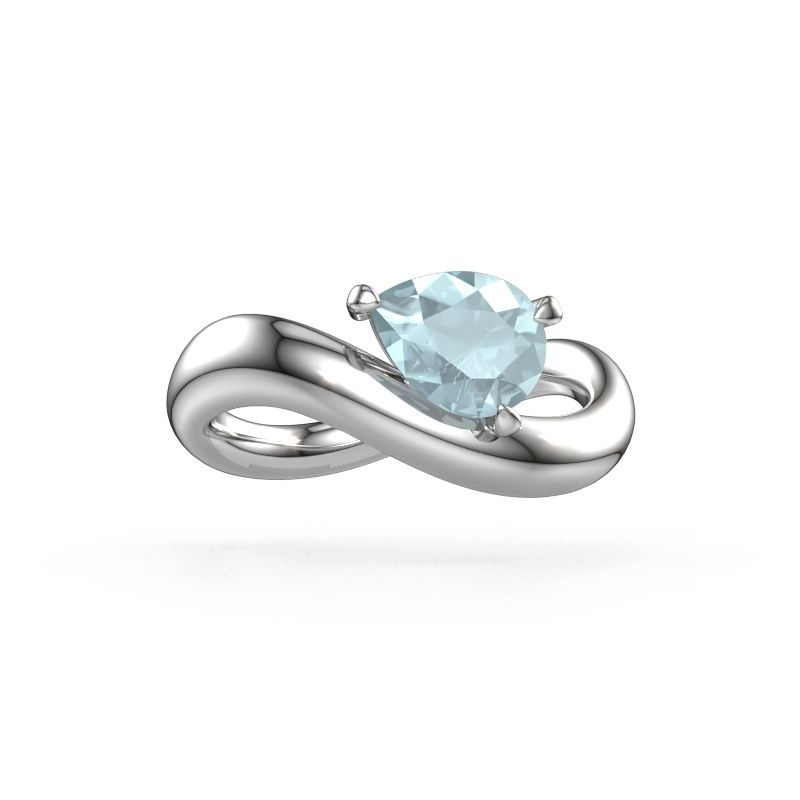Bague de fiançailles Chloe PER 950 platine aigue-marine 8x6 mm