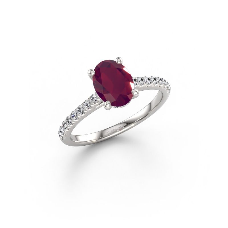 Verlobungsring Sophie OVL 585 Weißgold Rhodolit 8x6 mm