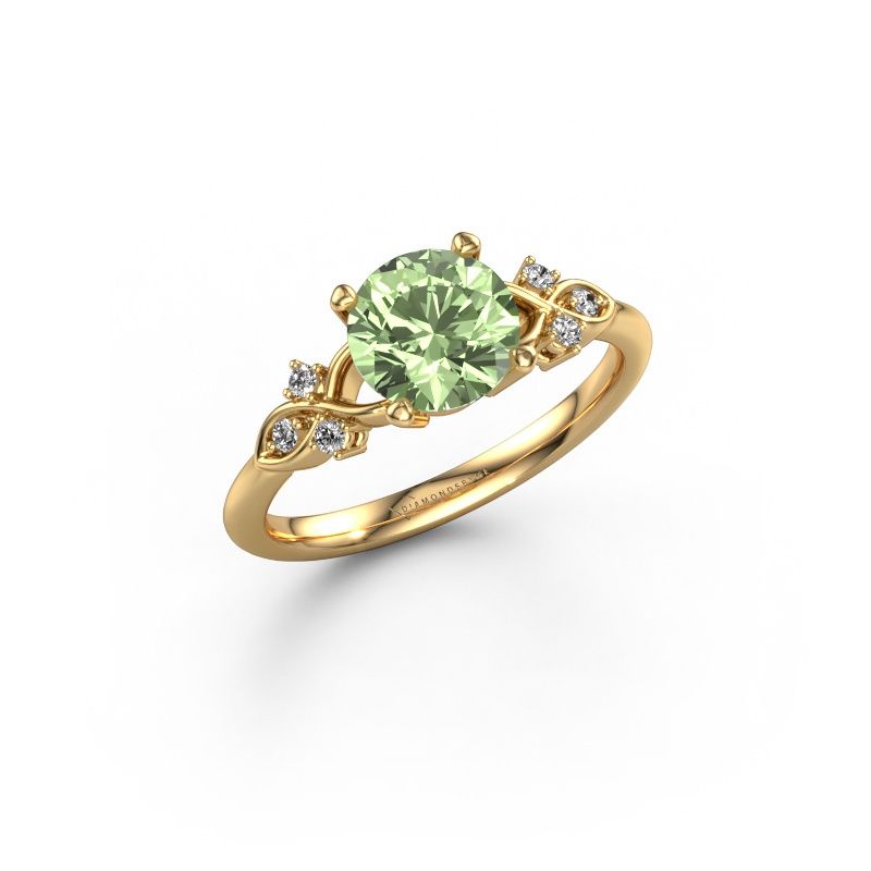 Engagement ring Azra RND 585 gold green lab grown diamond 7 mm