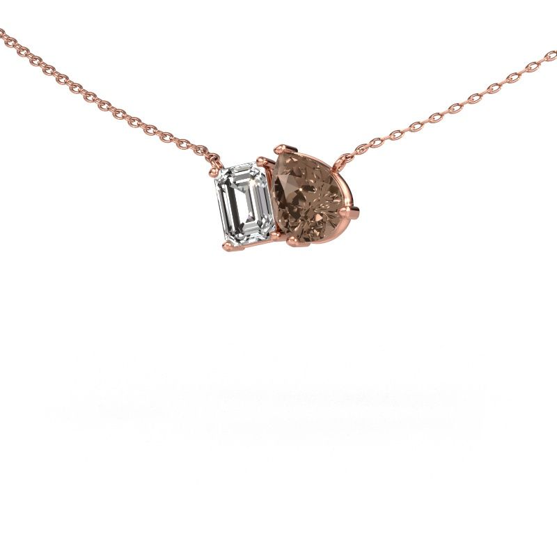 Pendentif Toi et Moi PER EME 585 or rose diamant brun 1.90 crt
